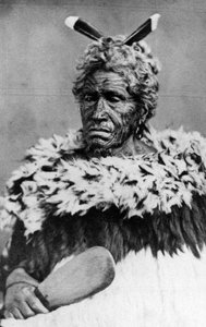 Portrait of a Maori man, before 1880